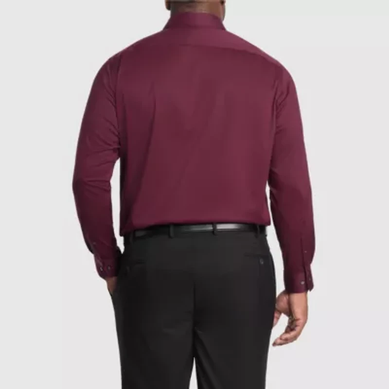 Van Heusen Ultra Flex Big And Tall Mens Regular Fit Stretch Fabric Wrinkle Free Long Sleeve Dress Shirt