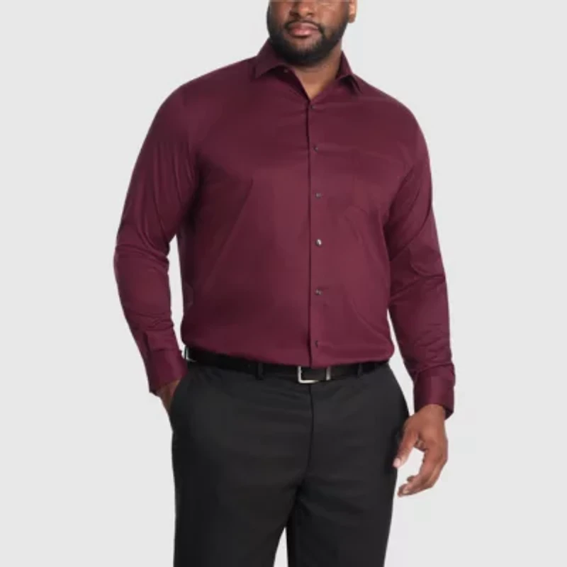 Van Heusen Ultra Flex Big And Tall Mens Regular Fit Stretch Fabric Wrinkle Free Long Sleeve Dress Shirt