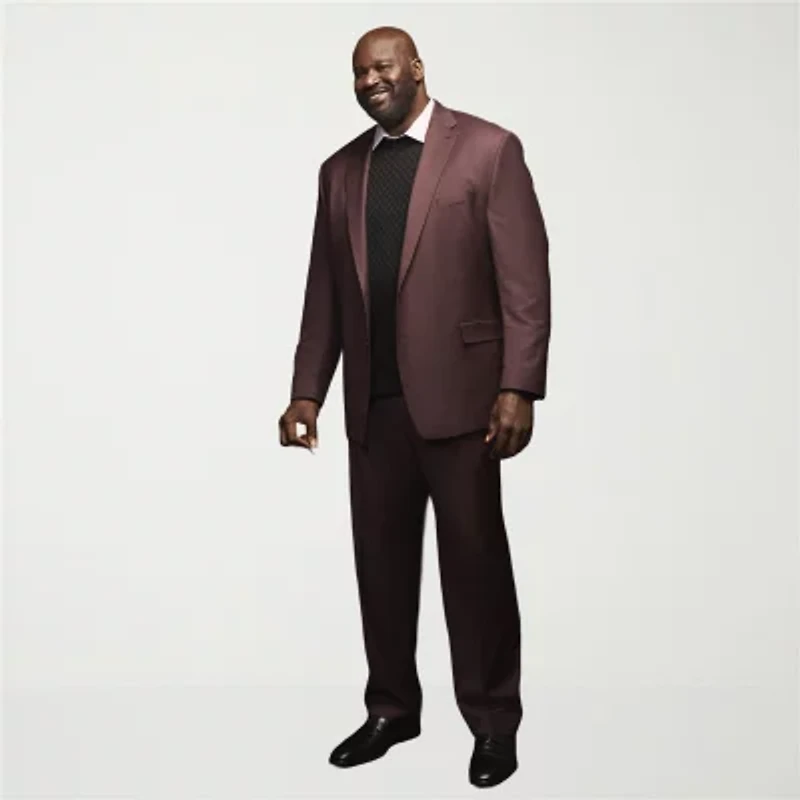Shaquille O'Neal XLG Mens Big and Tall Stretch Fabric Classic Fit Flat Front Suit Pant