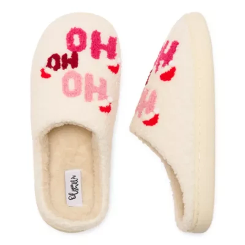 Olivia Miller Candy Cane Holiday Womens Slip-On Slippers