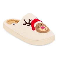 Olivia Miller Holiday Reindeer Scuff Womens Slip-On Slippers