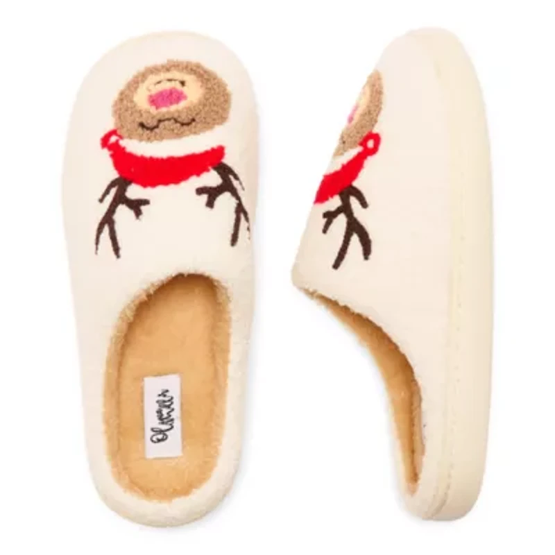 Olivia Miller Holiday Reindeer Scuff Womens Slip-On Slippers