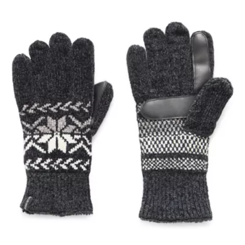Isotoner Recycled Chenille Snowflake With Smartouch 1 Pair Gloves