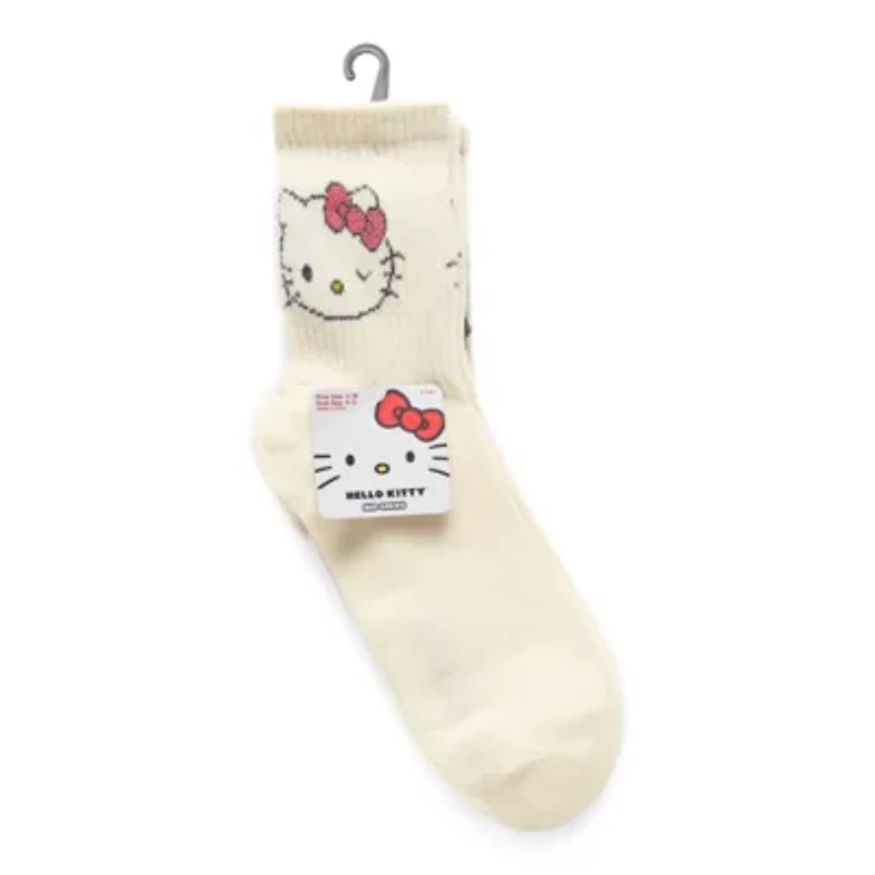 Ribbed Womens 2 Pair Hello Kitty Crew Socks