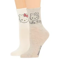 Ribbed Womens 2 Pair Hello Kitty Crew Socks
