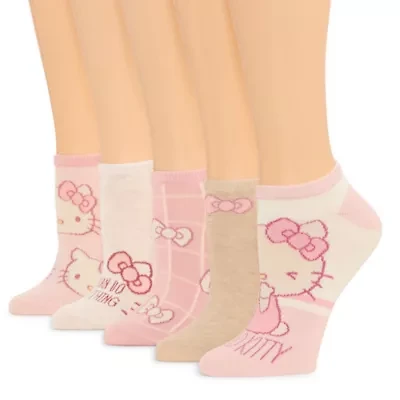 Womens Breathable Multi-Pack 5 Pair Hello Kitty Low Cut Socks