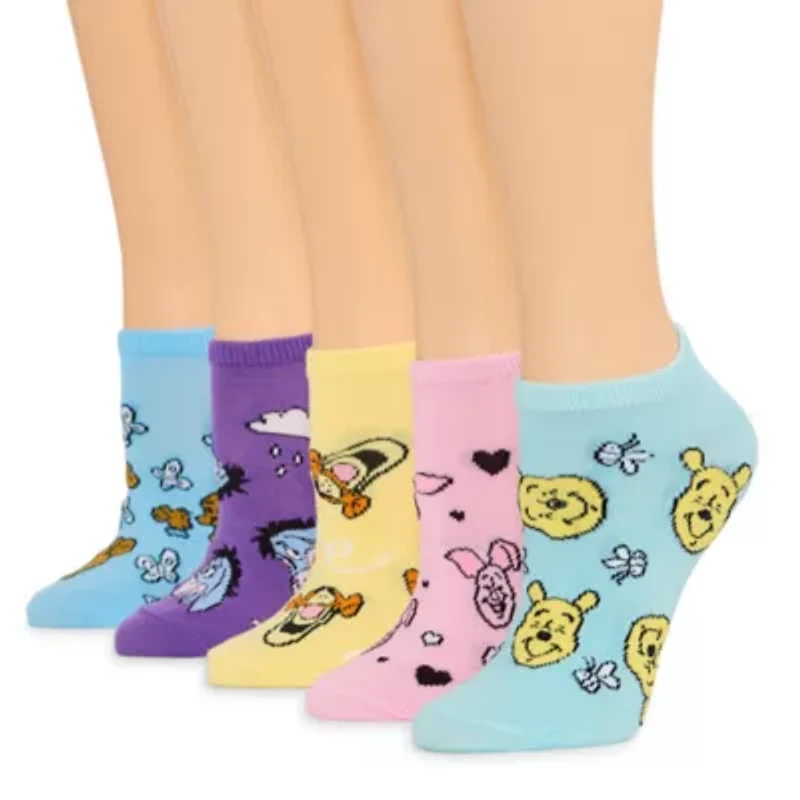 Womens Breathable Multi-Pack 5 Pair Winnie The Pooh Low Cut Socks