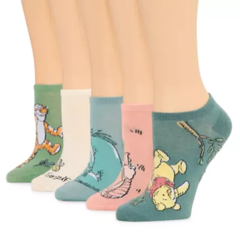 Womens Breathable Multi-Pack 5 Pair Winnie The Pooh Low Cut Socks