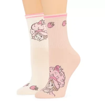 Ribbed Womens 2 Pair Crew Socks