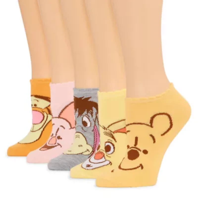 Womens Breathable Multi-Pack 5 Pair Winnie The Pooh Low Cut Socks