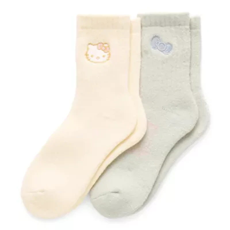 Supersoft Womens 2 Pair Hello Kitty Crew Socks