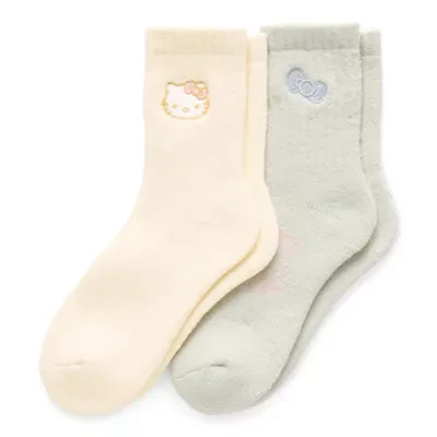 Supersoft Womens 2 Pair Hello Kitty Crew Socks