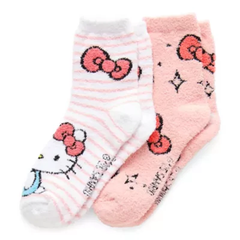 Cozy Womens 2 Pair Hello Kitty Crew Socks