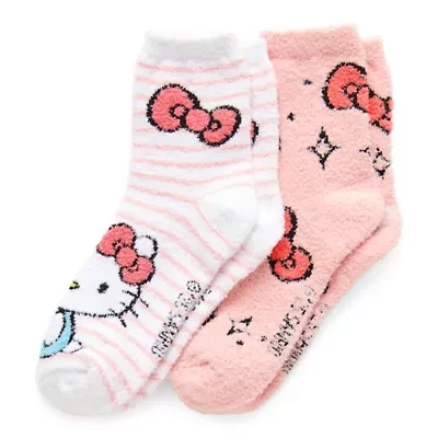 Cozy Womens 2 Pair Hello Kitty Crew Socks
