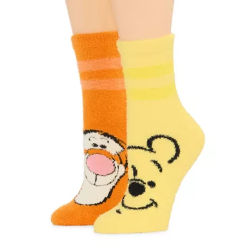 Cozy Womens 2 Pair Winnie The Pooh Crew Socks