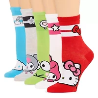 Womens 5 Pair Hello Kitty Crew Socks