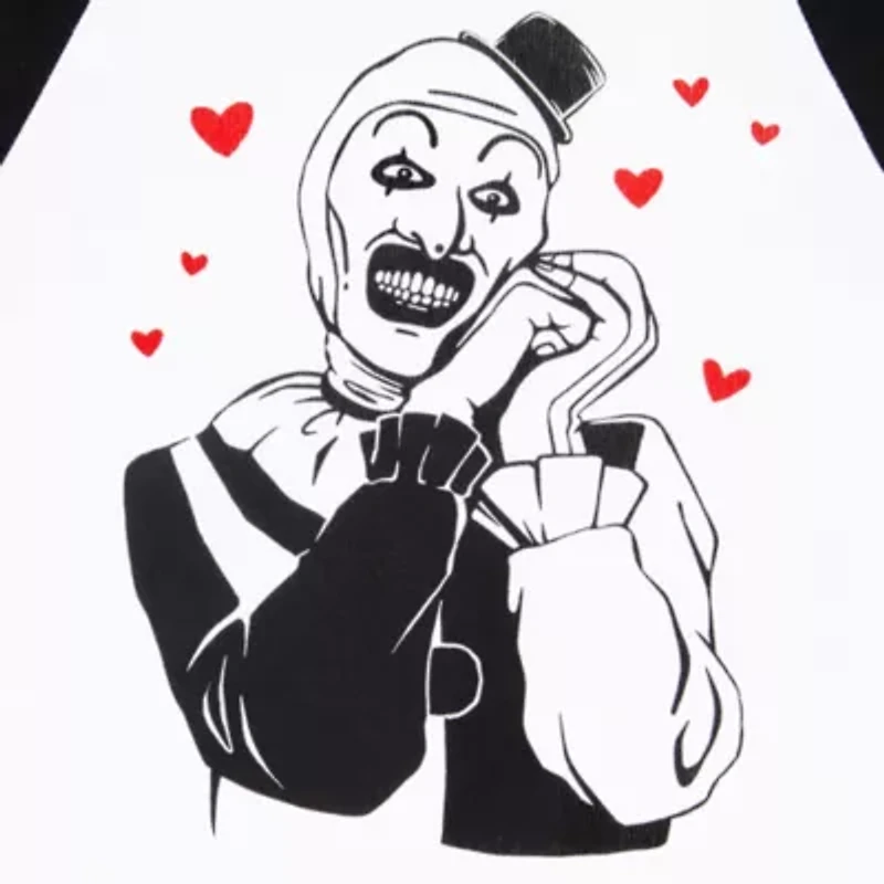 New World Terrifier Art The Clown Raglan Womens Crew Neck Short Sleeve Juniors Graphic T-Shirt
