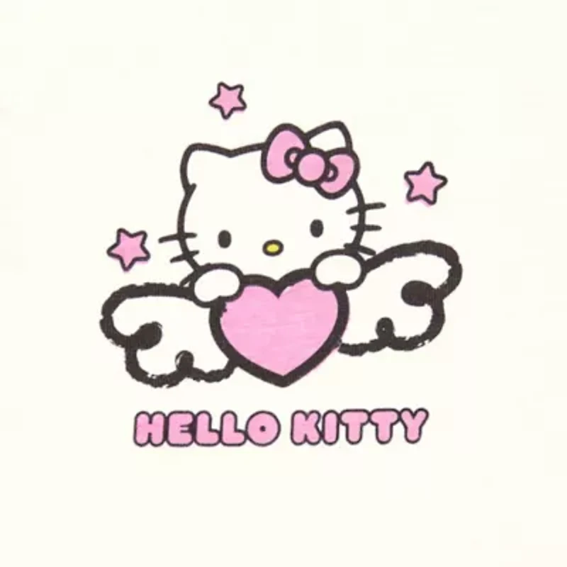 Grayson Threads, The Label Girls Night Off Shoulder Oversized Womens Juniors Crew Neck Short Sleeve Hello Kitty Graphic T-Shirt