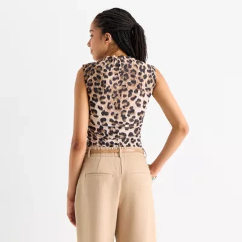 by&by Womens Mock Neck Sleeveless Juniors Blouse