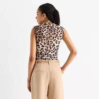 by&by Womens Mock Neck Sleeveless Juniors Blouse