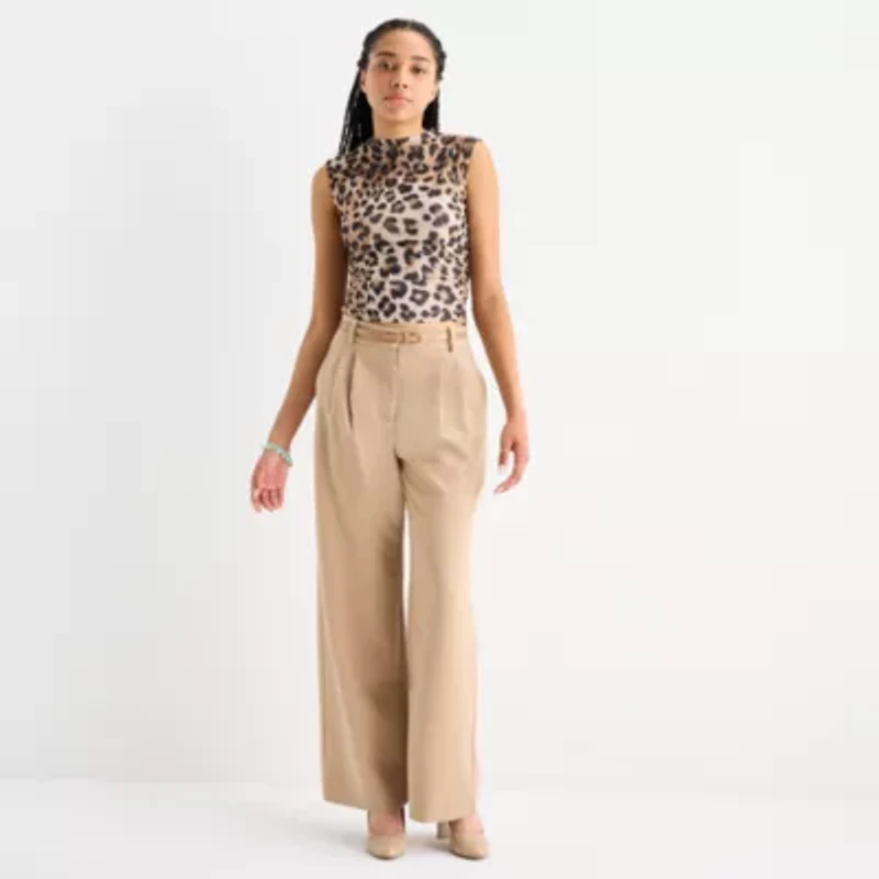 by&by Womens Mock Neck Sleeveless Juniors Blouse