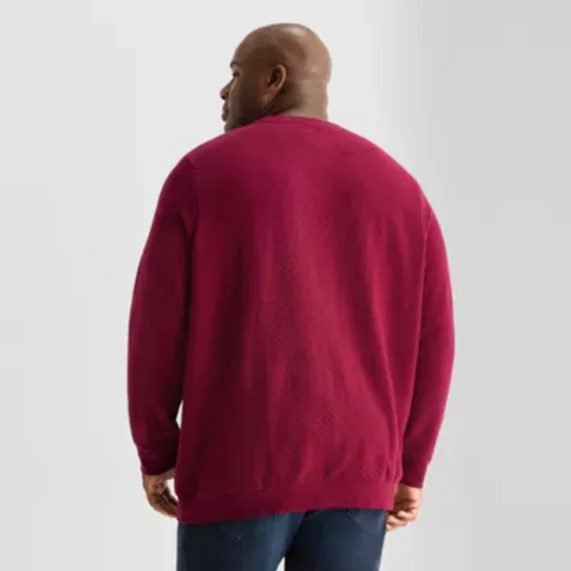 Shaquille O'Neal XLG Textured Fleece Mens Crew Neck Long Sleeve Big and Tall Sweatshirt