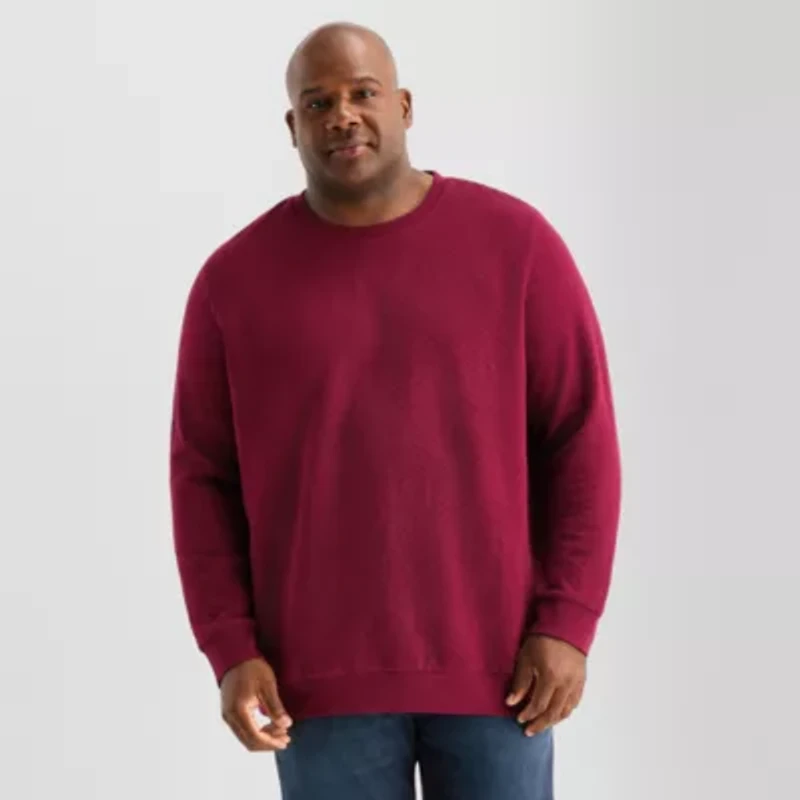 Shaquille O'Neal XLG Textured Fleece Mens Crew Neck Long Sleeve Big and Tall Sweatshirt
