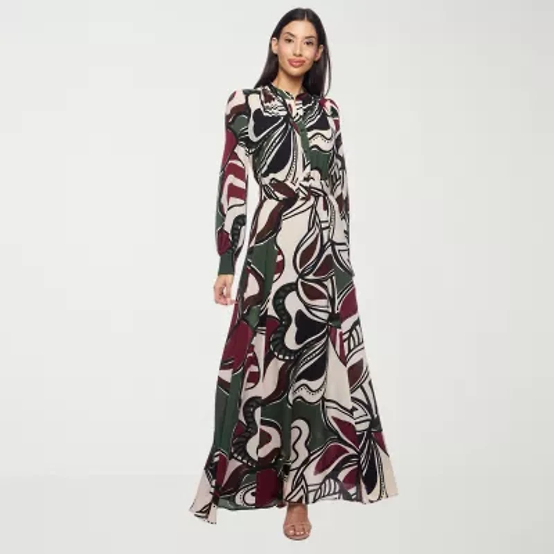 Premier Amour Womens Long Sleeve Floral Maxi Dress