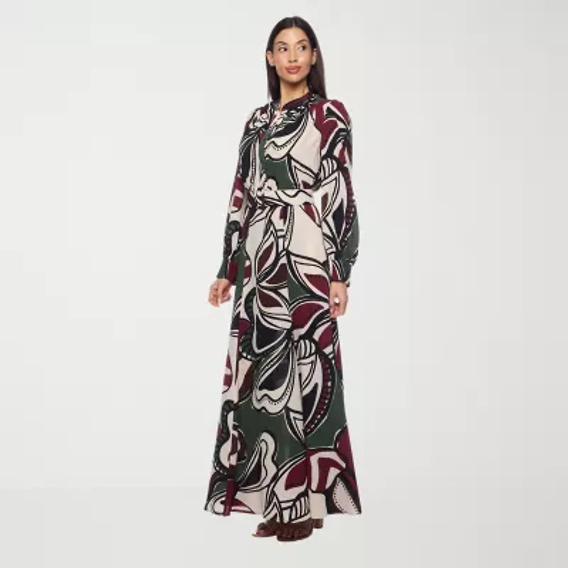 Premier Amour Womens Long Sleeve Floral Maxi Dress