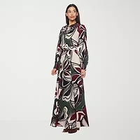 Premier Amour Womens Long Sleeve Floral Maxi Dress