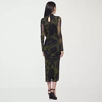 Premier Amour Womens Long Sleeve Midi Sheath Dress