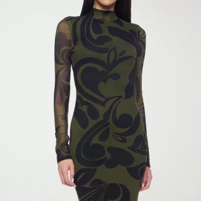 Premier Amour Womens Long Sleeve Midi Sheath Dress