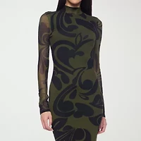 Premier Amour Womens Long Sleeve Midi Sheath Dress
