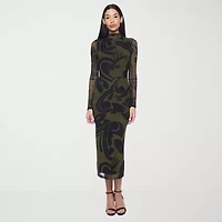 Premier Amour Womens Long Sleeve Midi Sheath Dress