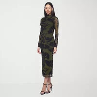 Premier Amour Womens Long Sleeve Midi Sheath Dress