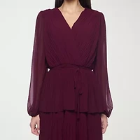 Premier Amour Womens Long Sleeve Midi Fit + Flare Dress