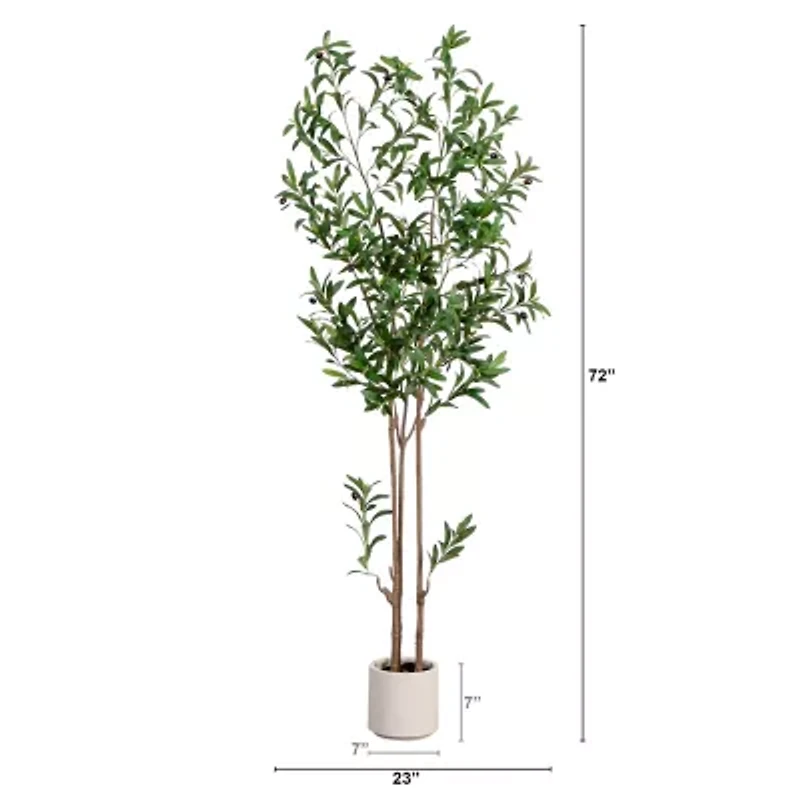 Nearly Natural 6ft. Green Minimalist Olive Artificial Tree