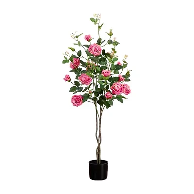 Nearly Natural 4ft. Pink Rose Indoor Artificial Tree