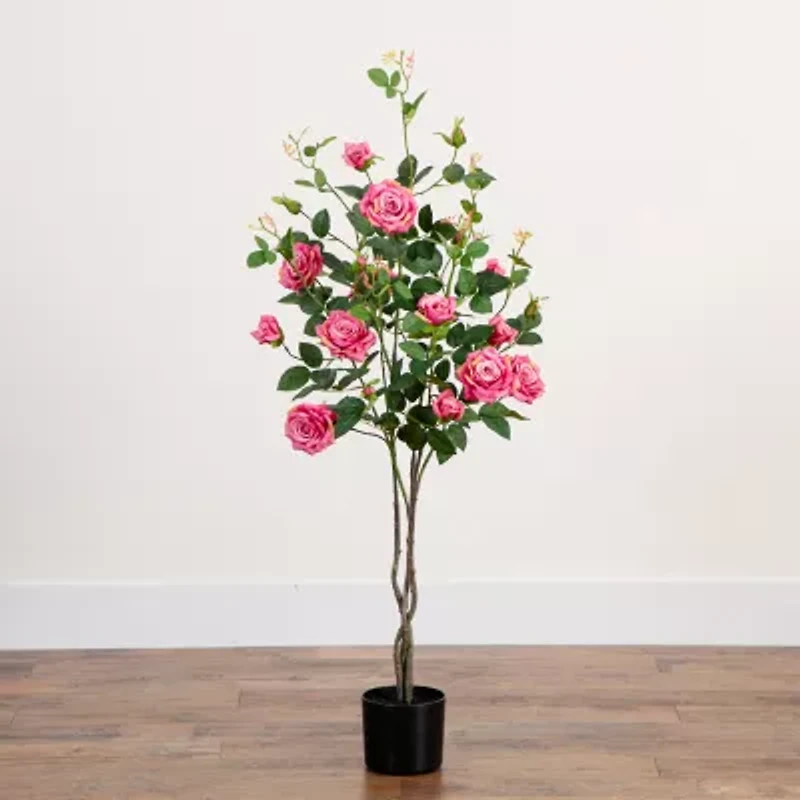 Nearly Natural 4ft. Pink Rose Indoor Artificial Tree
