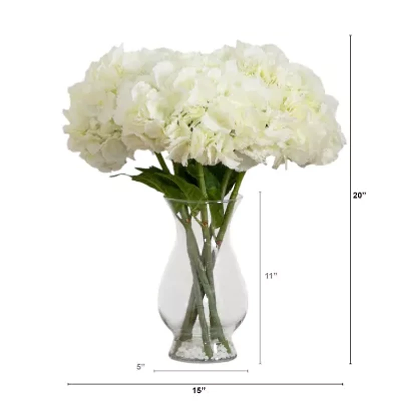 Nearly Natural 20in White Hydrangea Floral Arrangement