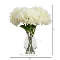 Nearly Natural 20in White Hydrangea Floral Arrangement