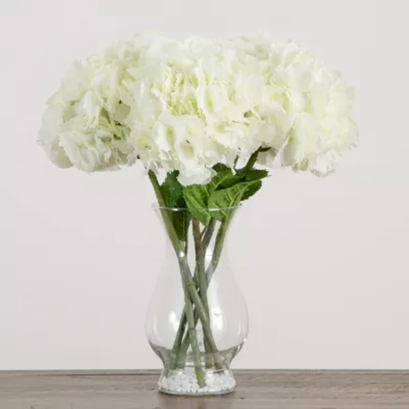 Nearly Natural 20in White Hydrangea Floral Arrangement