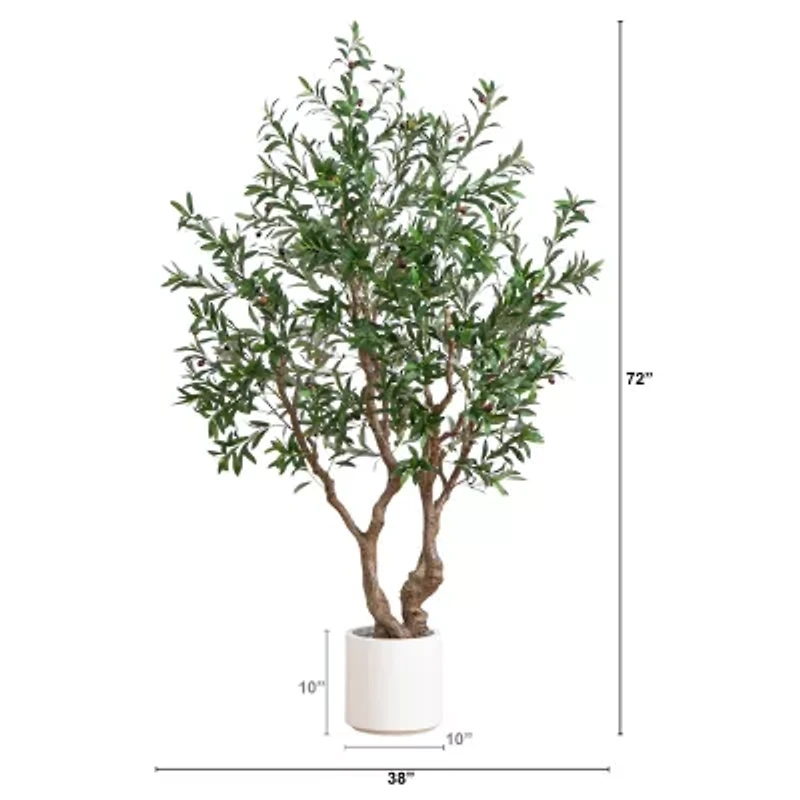 Nearly Natural 6ft. Green Grand Olive Indoor Artificial Tree