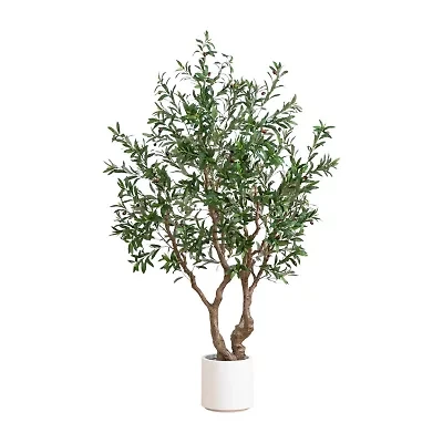 Nearly Natural 6ft. Green Grand Olive Indoor Artificial Tree