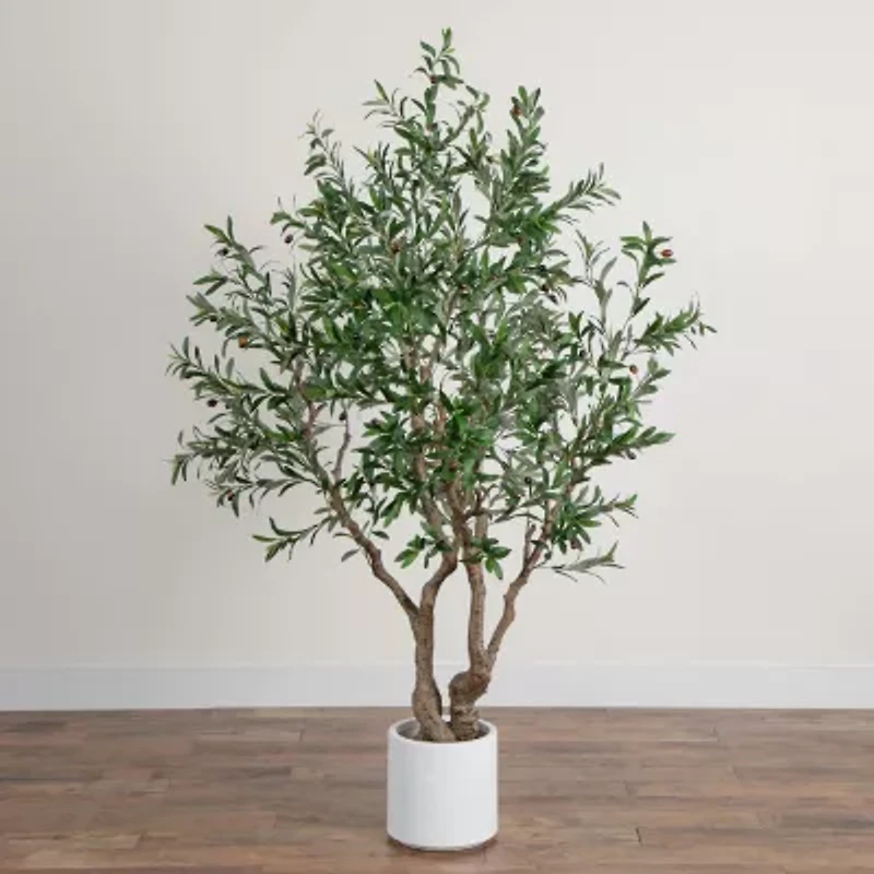 Nearly Natural 6ft. Green Grand Olive Indoor Artificial Tree