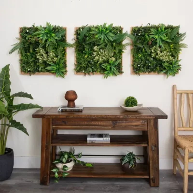 Nearly Natural 20in. X 20in. Green Lighted Queensland Rainforest Wall Panel Artificial Plant