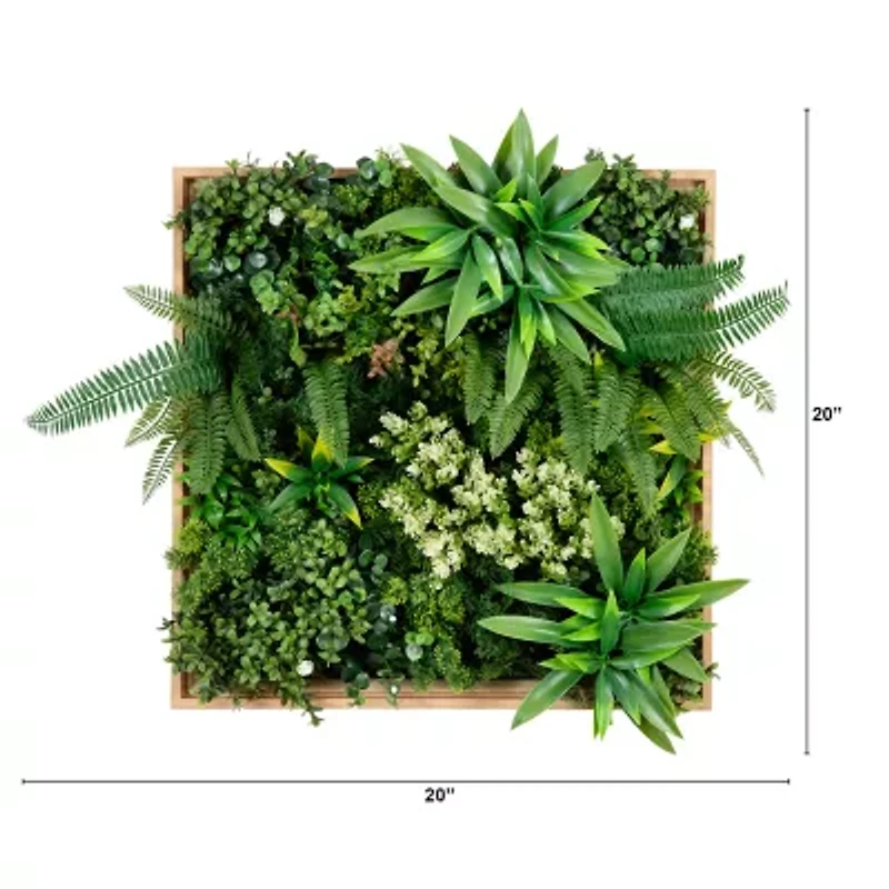Nearly Natural 20in. X 20in. Green Lighted Queensland Rainforest Wall Panel Artificial Plant