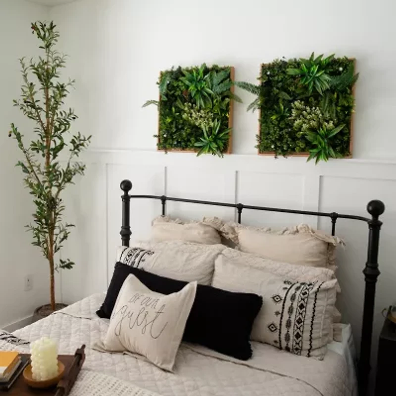 Nearly Natural 20in. X 20in. Green Lighted Queensland Rainforest Wall Panel Artificial Plant