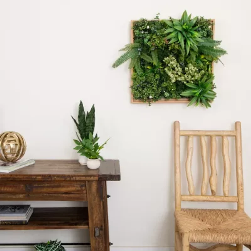 Nearly Natural 20in. X 20in. Green Lighted Queensland Rainforest Wall Panel Artificial Plant
