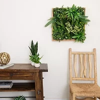 Nearly Natural 20in. X 20in. Green Lighted Queensland Rainforest Wall Panel Artificial Plant